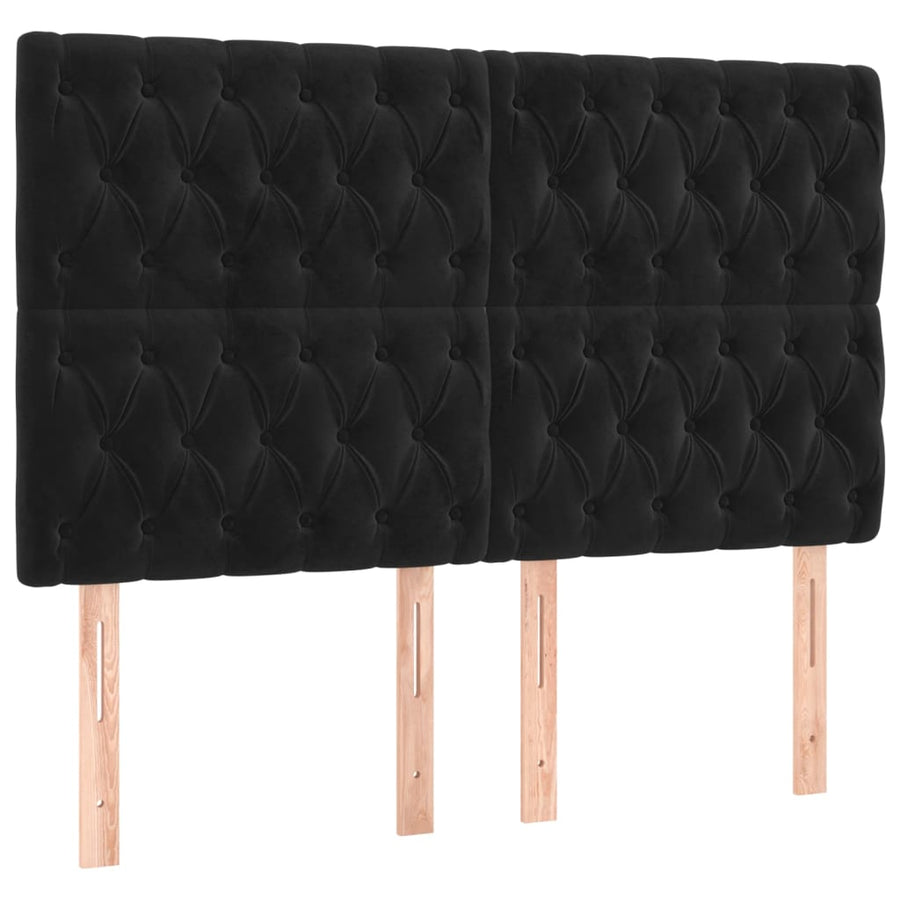 Boxspring Met Matras En Led Fluweel Zwart 140 x 200 cm Getuft ontwerp