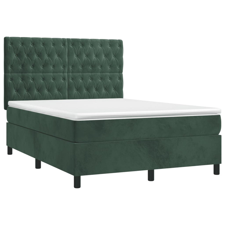 Boxspring Met Matras En Led Fluweel Donkergroen 140 x 200 cm Getuft ontwerp