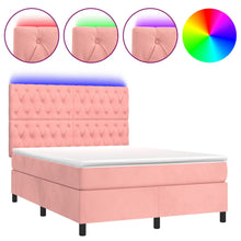 Boxspring Met Matras En Led Fluweel Roze 140 x 200 cm Getuft ontwerp