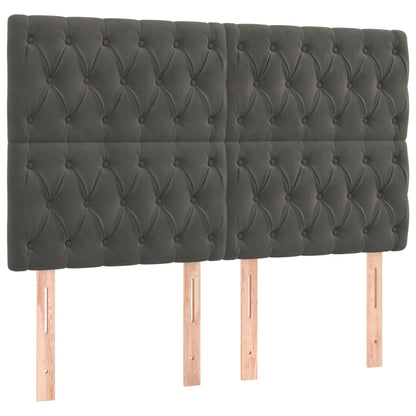 Boxspring Met Matras En Led Fluweel Donkergrijs 160 x 200 cm Getuft ontwerp
