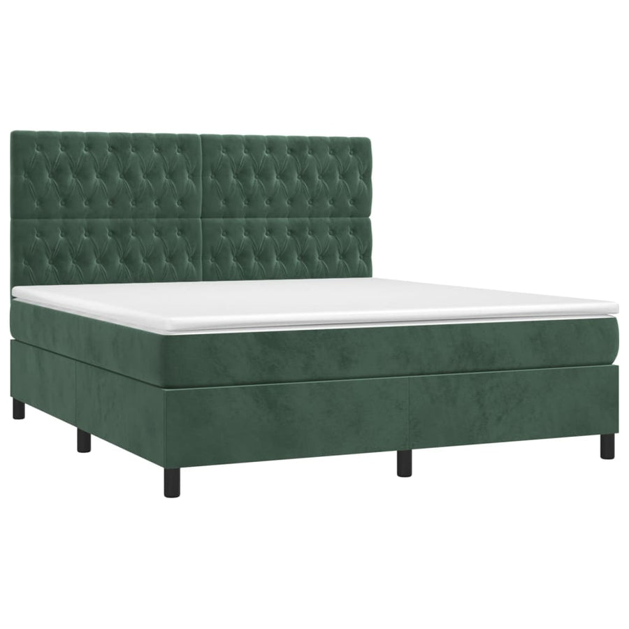Boxspring Met Matras En Led Fluweel Donkergroen 160X200 Cm Donkergroen 160 x 200 cm Getuft ontwerp