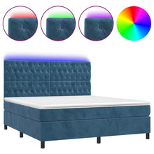 Boxspring Met Matras En Led Fluweel Donkerblauw 160 x 200 cm Getuft ontwerp
