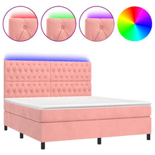 Boxspring Met Matras En Led Fluweel Roze 160 x 200 cm Getuft ontwerp