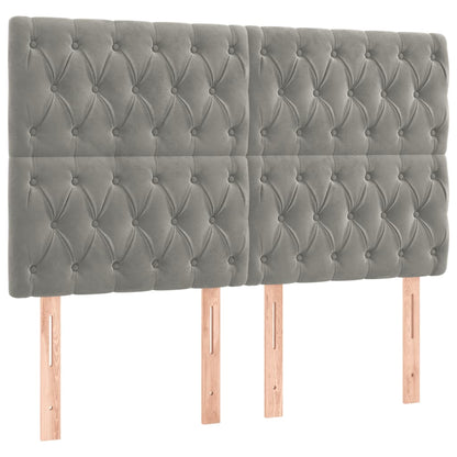 Boxspring Met Matras En Led Fluweel Lichtgrijs 180 x 200 cm Getuft ontwerp