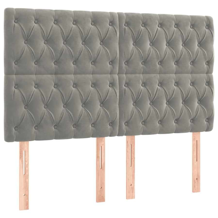 Boxspring Met Matras En Led Fluweel Lichtgrijs 180 x 200 cm Getuft ontwerp