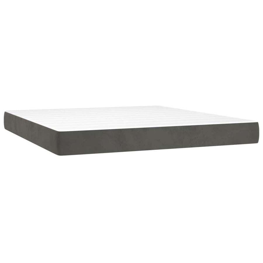 Boxspring Met Matras En Led Fluweel Donkergrijs 180 x 200 cm Getuft ontwerp
