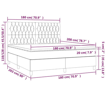 Boxspring met matras en LED fluweel donkerblauw 180x200 cm