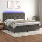 Box spring bed with mattress and LED velvet dark grey 200x200 cm