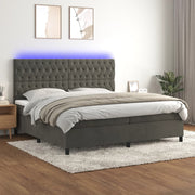 Boxspring met matras en LED 200x200 cm donkergrijs