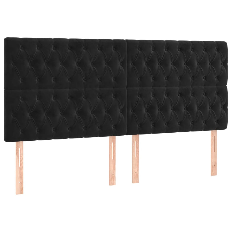 Boxspring Met Matras En Led Fluweel Zwart 200 x 200 cm Getuft ontwerp