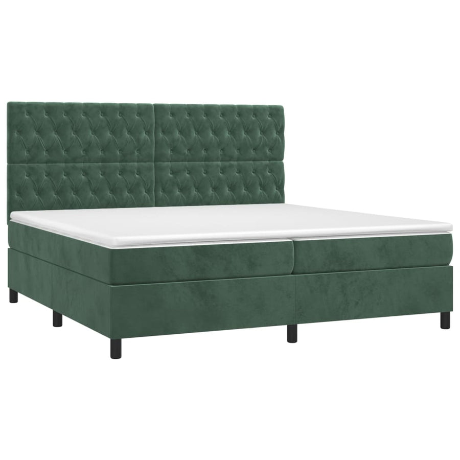 Boxspring Met Matras En Led Fluweel Donkergroen 200 x 200 cm Getuft ontwerp