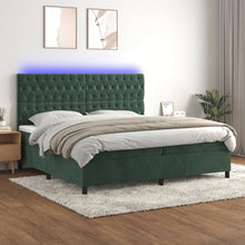 Boxspring Met Matras En Led Fluweel Donkergroen 200 x 200 cm Getuft ontwerp