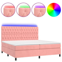 Boxspring Met Matras En Led Fluweel Roze 200 x 200 cm Getuft ontwerp