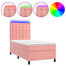Boxspring Met Matras En Led Fluweel Roze 80 x 200 cm Knopen