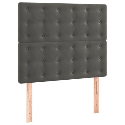 Boxspring Met Matras En Led Fluweel Donkergrijs 90 x 190 cm Knopen