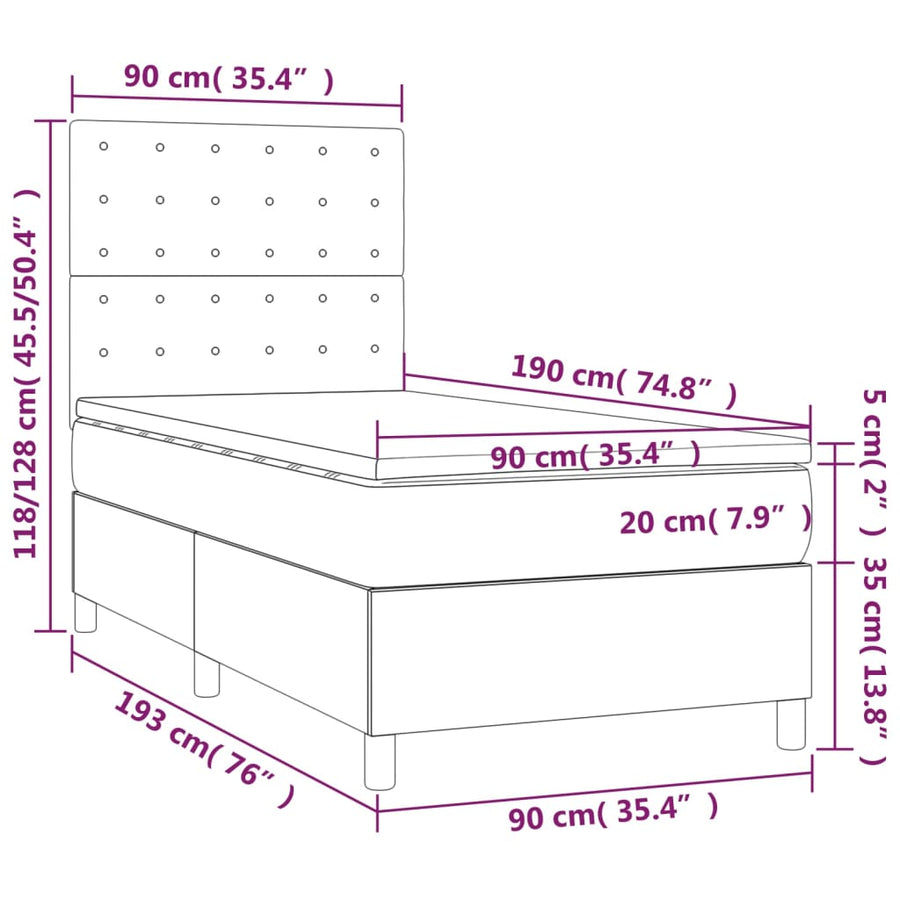 Boxspring met matras en LED fluweel roze 90x190 cm