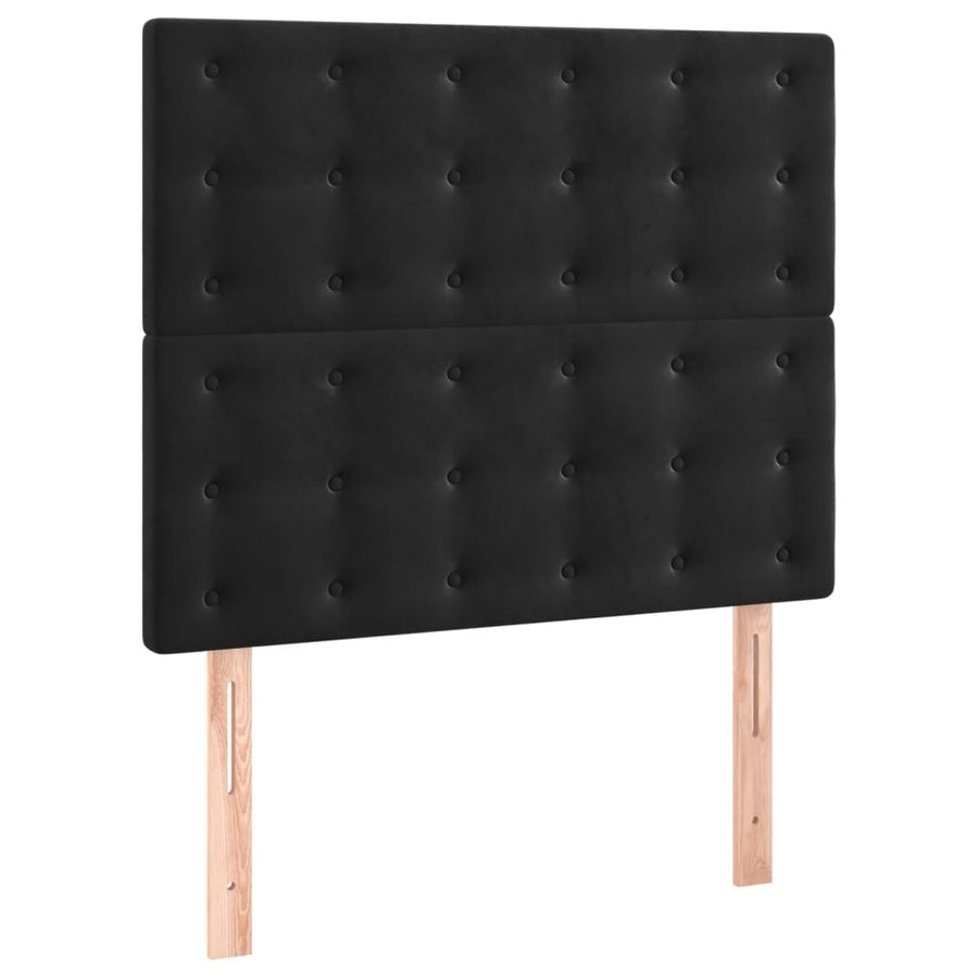 Boxspring Met Matras En Led Fluweel Zwart 100 x 200 cm Knopen