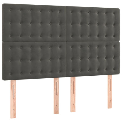 Boxspring Met Matras En Led Fluweel Donkergrijs 140 x 190 cm Knopen
