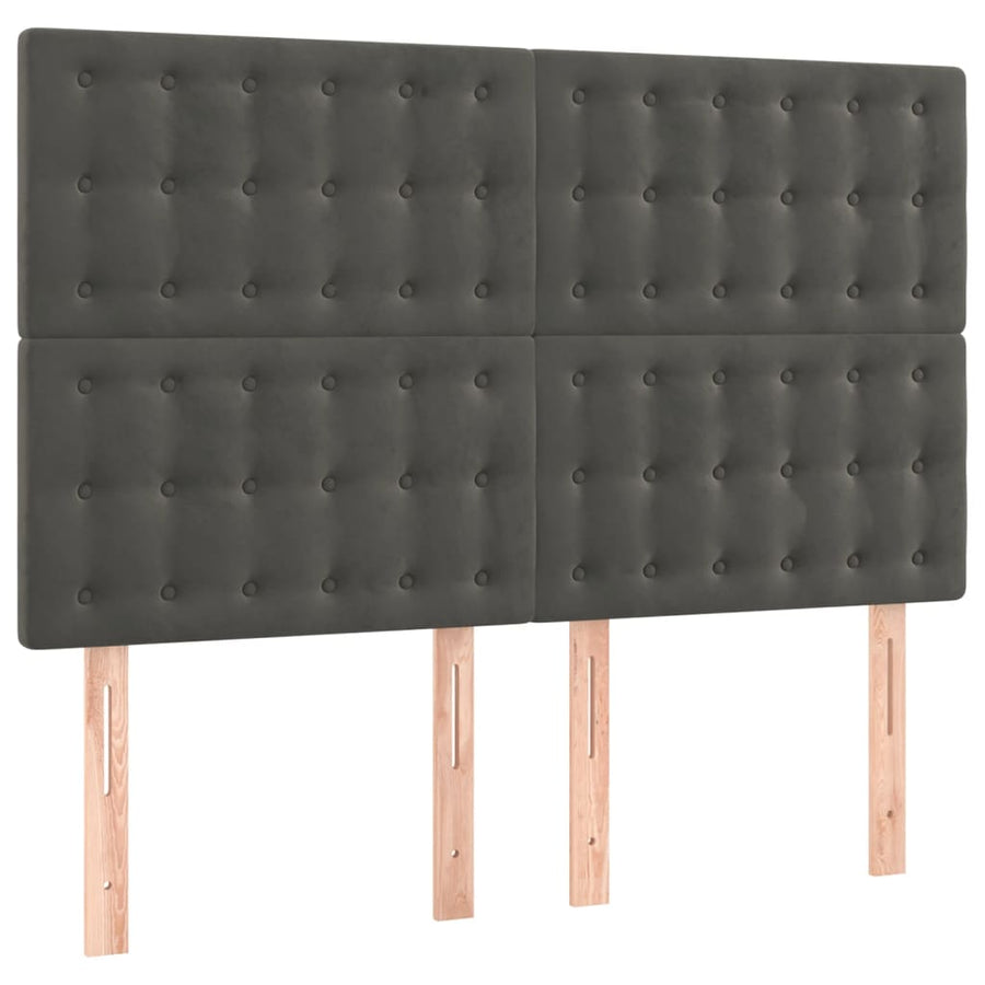 Boxspring Met Matras En Led Fluweel Donkergrijs 140 x 190 cm Knopen