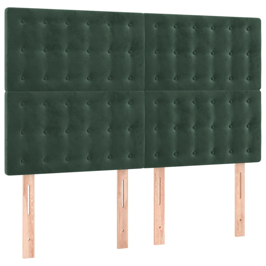 Boxspring Met Matras En Led Fluweel Donkergroen 140 x 190 cm Knopen