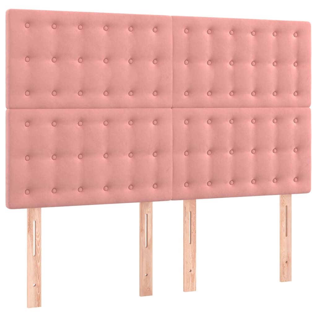 Boxspring Met Matras En Led Fluweel Roze 140 x 190 cm Knopen