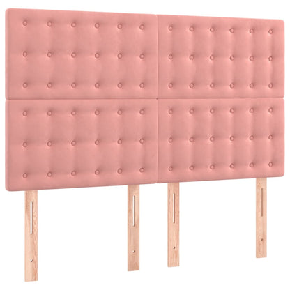 Boxspring Met Matras En Led Fluweel Roze 140 x 190 cm Knopen