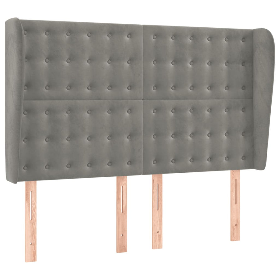 Boxspring Met Matras En Led Fluweel Lichtgrijs 140 x 200 cm Knopen