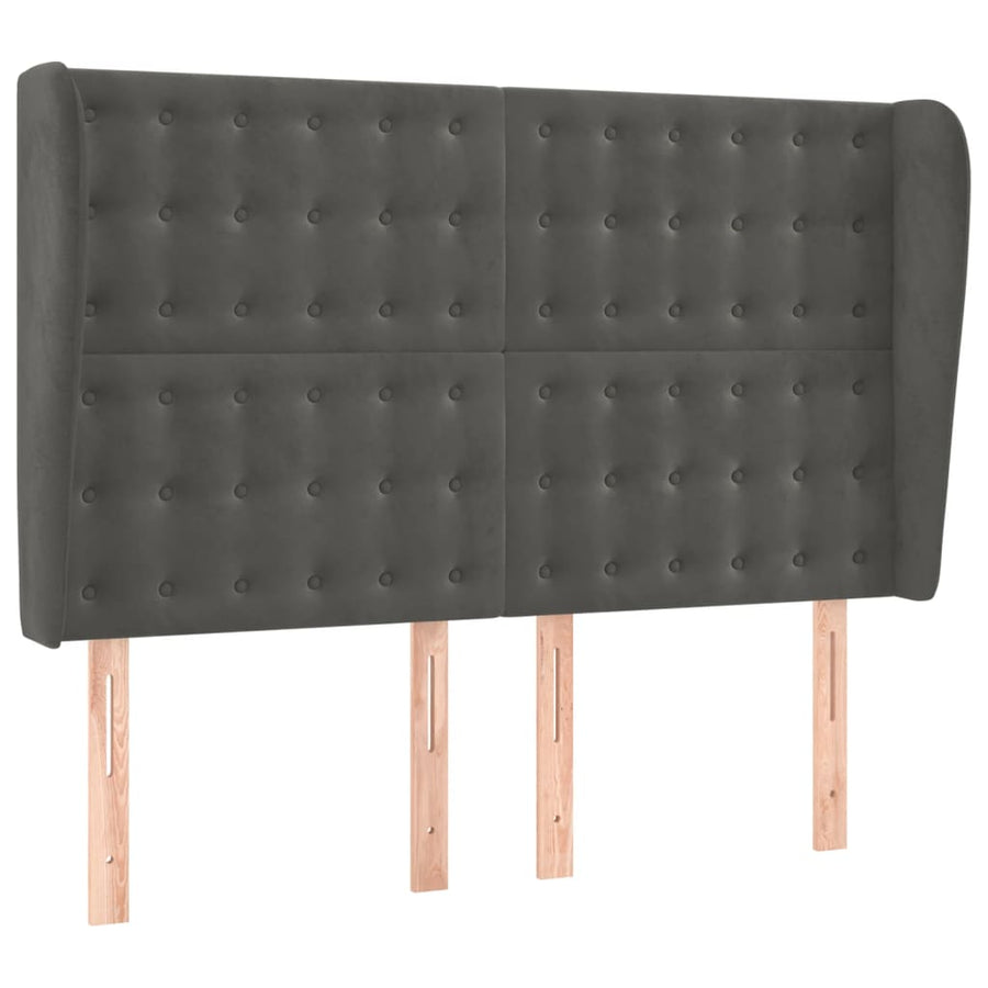 Boxspring Met Matras En Led Fluweel Donkergrijs 140 x 200 cm Knopen