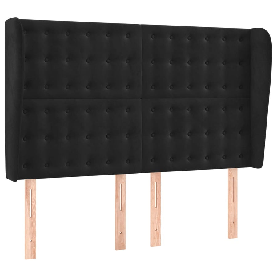 Boxspring Met Matras En Led Fluweel Zwart 140 x 200 cm Knopen