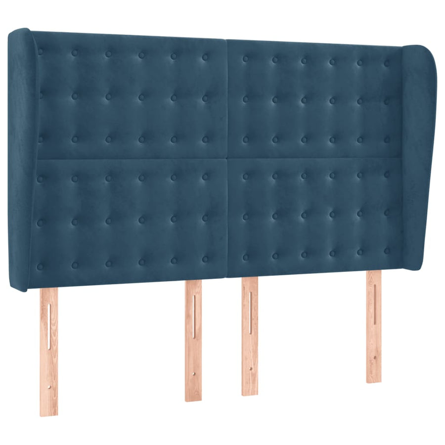 Boxspring Met Matras En Led Fluweel Donkerblauw 140 x 200 cm Knopen