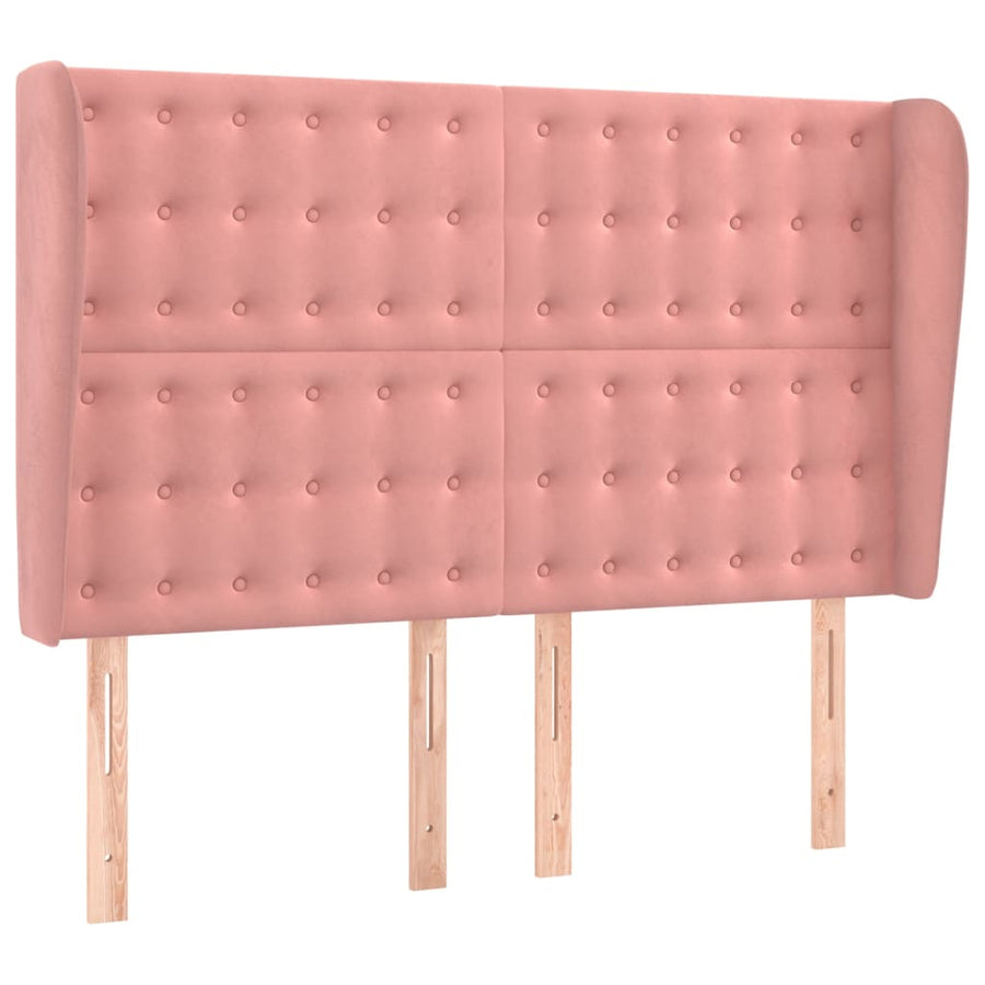 Boxspring Met Matras En Led Fluweel Roze 140 x 200 cm Knopen