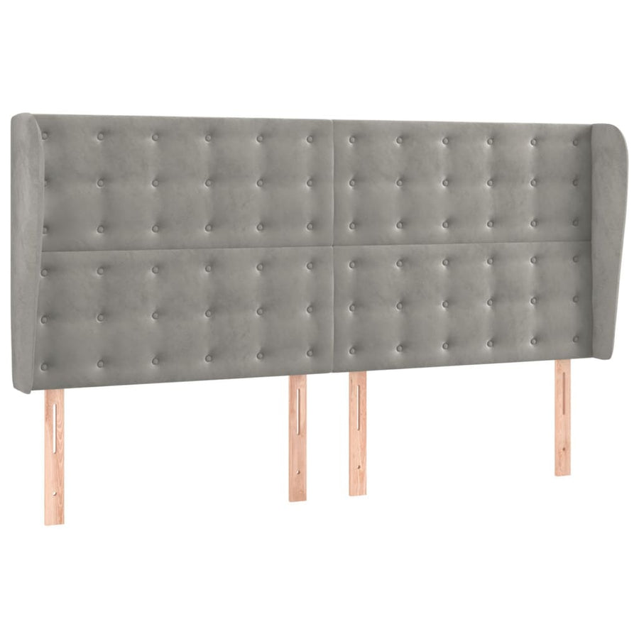 Boxspring Met Matras En Led Fluweel Lichtgrijs 160 x 200 cm Knopen