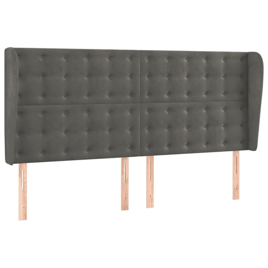 Boxspring Met Matras En Led Fluweel Donkergrijs 160 x 200 cm Knopen