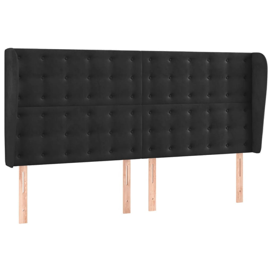 Boxspring Met Matras En Led Fluweel Zwart 160 x 200 cm Knopen