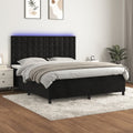 Box spring with mattress and LED velvet black 160x200 cm