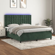 Boxspring met matras LED donkergroen 160x200 cm
