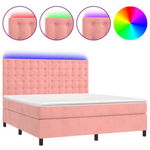 Boxspring Met Matras En Led Fluweel Roze 160 x 200 cm Knopen