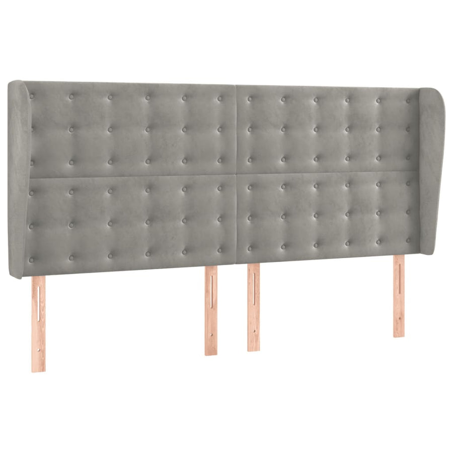 Boxspring Met Matras En Led Fluweel Lichtgrijs 180X200 Cm 180 x 200 cm Knopen