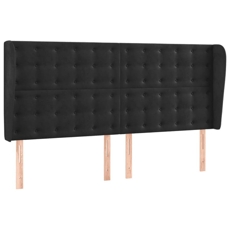 Boxspring Met Matras En Led Fluweel Zwart 180 x 200 cm Knopen
