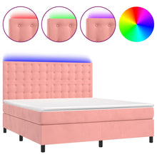 Boxspring met matras en LED fluweel roze 180x200 cm