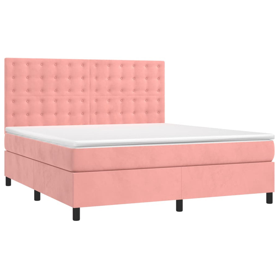 Boxspring met matras en LED fluweel roze 180x200 cm