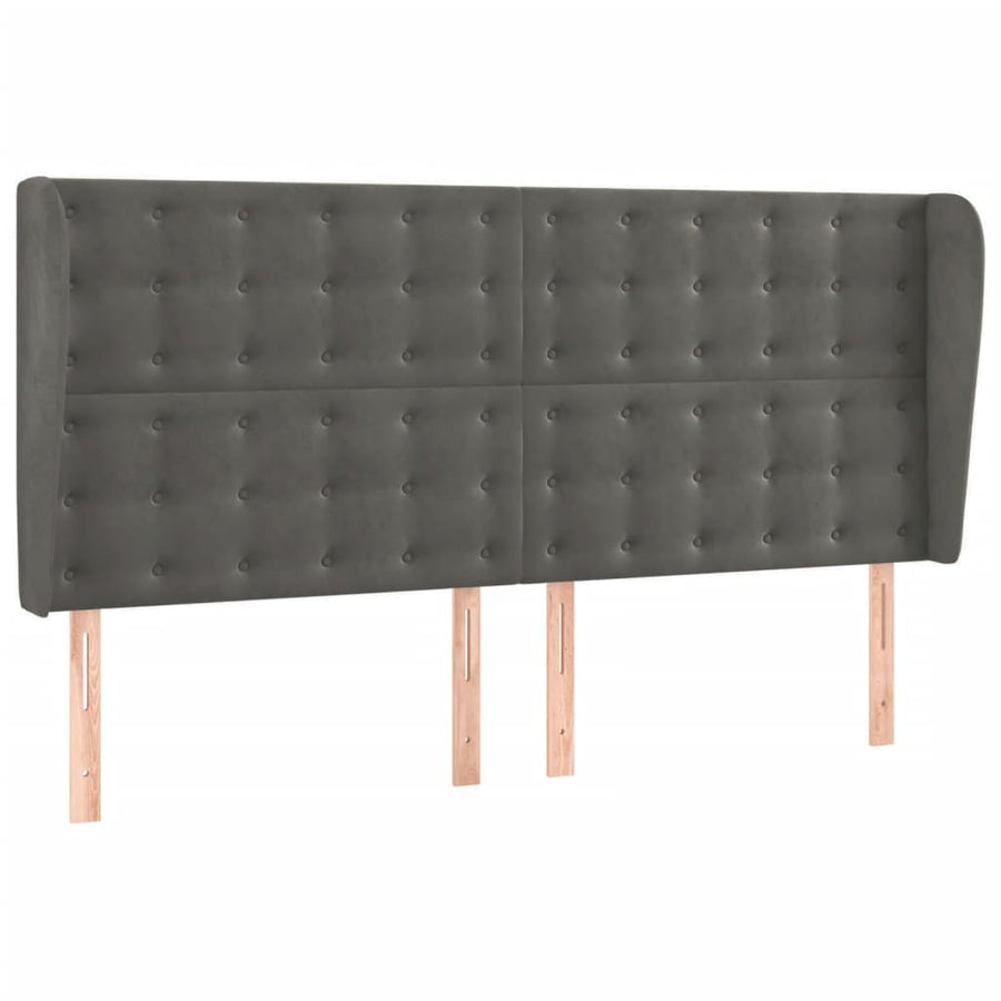 Boxspring Met Matras En Led Fluweel Donkergrijs 200 x 200 cm Knopen