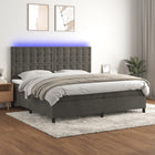 Box spring bed with mattress and LED velvet dark grey 200x200 cm