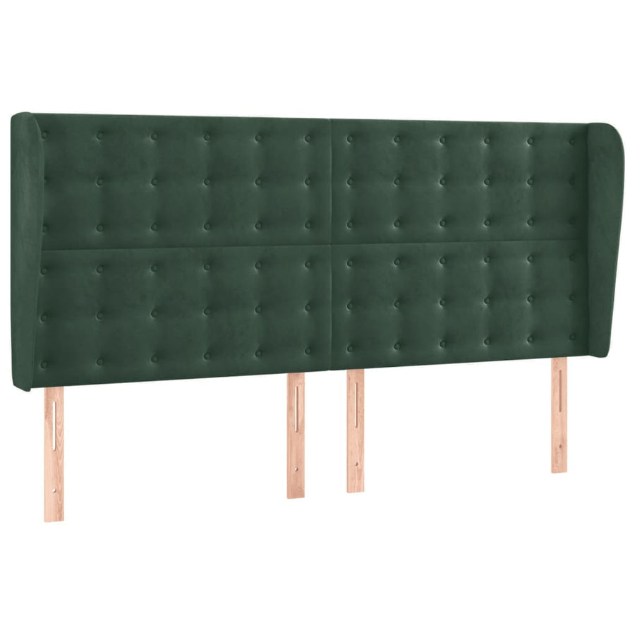 Boxspring Met Matras En Led Fluweel Donkergroen 200X200 Cm Donkergroen 200 x 200 cm Knopen