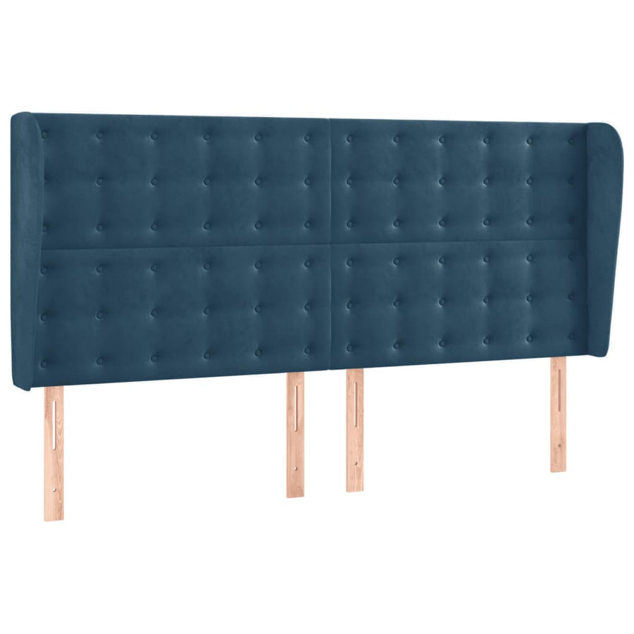 Boxspring Met Matras En Led Fluweel Donkerblauw 200X200 Cm Donkerblauw 200 x 200 cm Knopen
