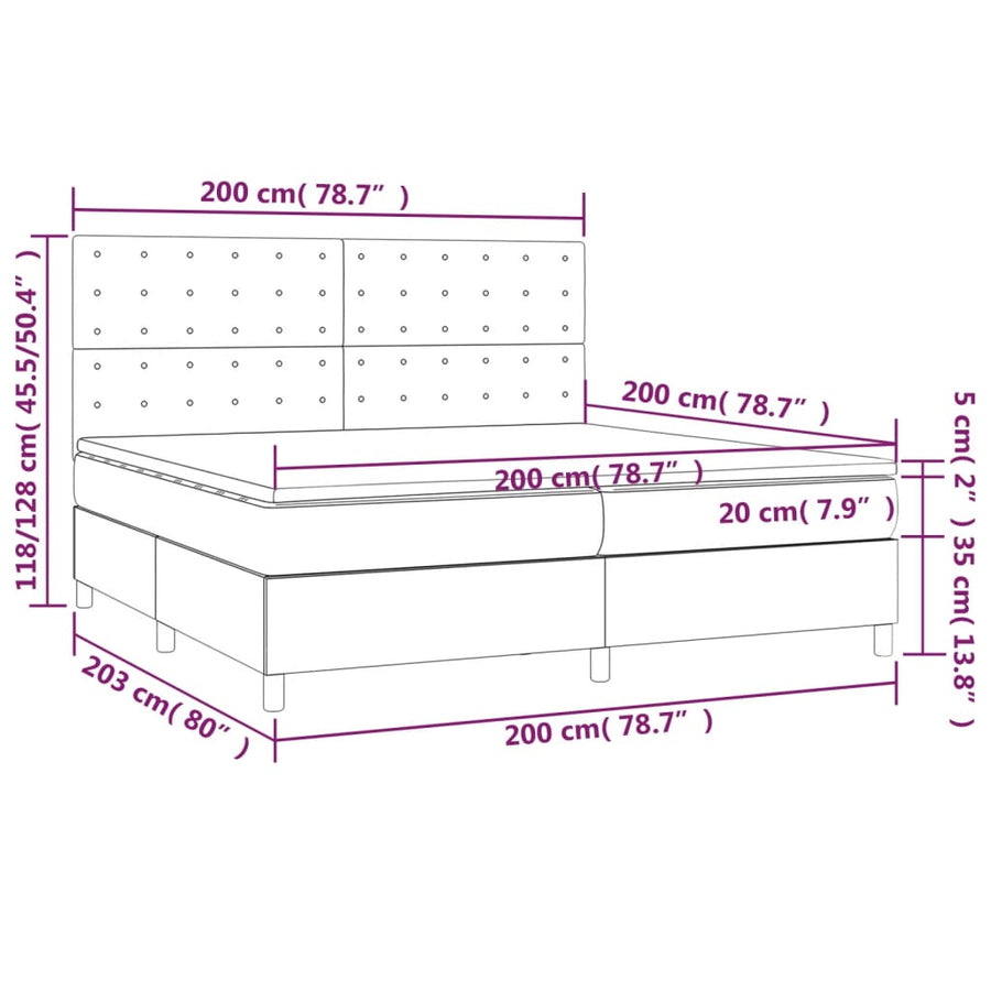 Boxspring Met Matras En Led Fluweel Donkerblauw 200X200 Cm Donkerblauw 200 x 200 cm Knopen