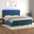 Boxspring met matras 200x200 cm fluweel donkerblauw