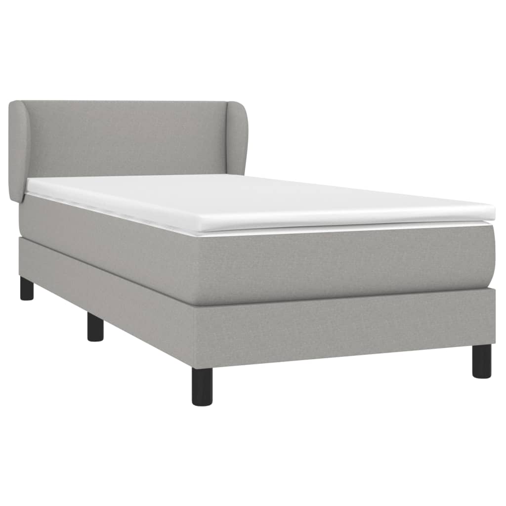 Boxspring Met Matras Stof Lichtgrijs 80 x 200 cm Effen ontwerp