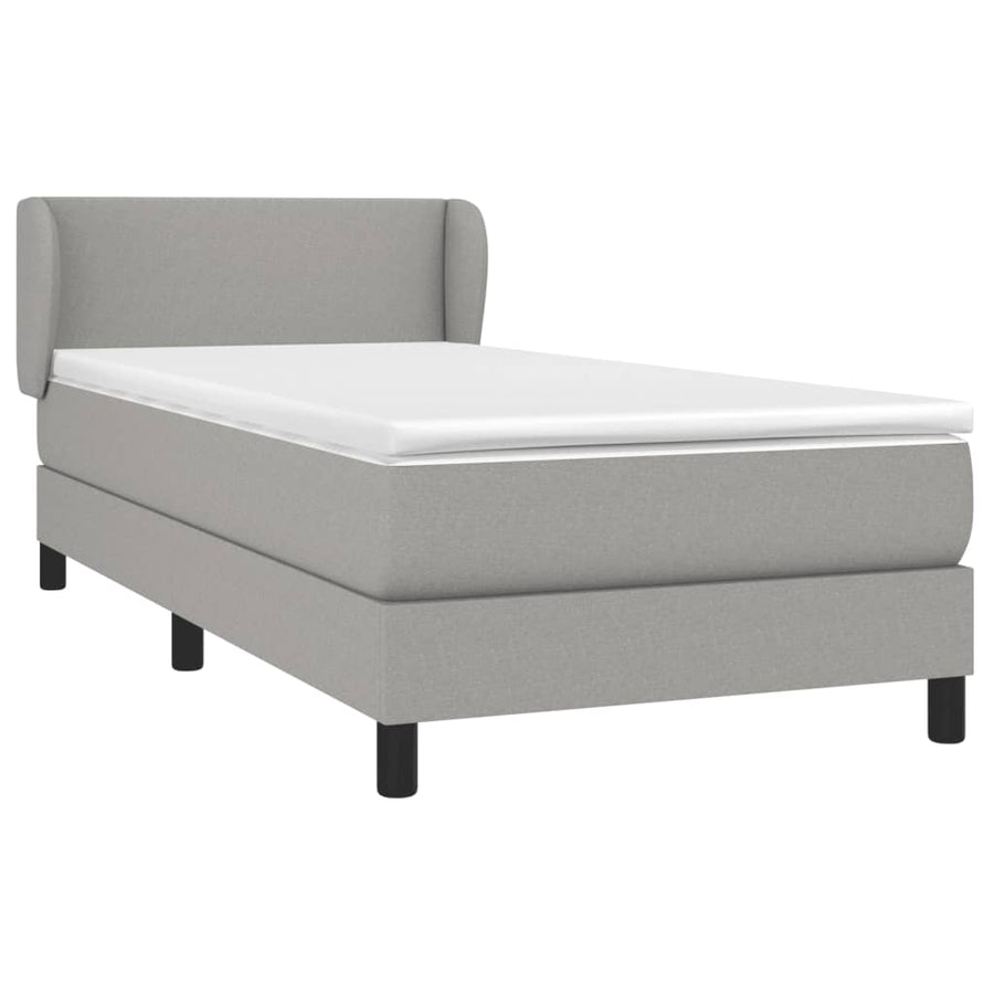 Boxspring Met Matras Stof Lichtgrijs 80 x 200 cm Effen ontwerp