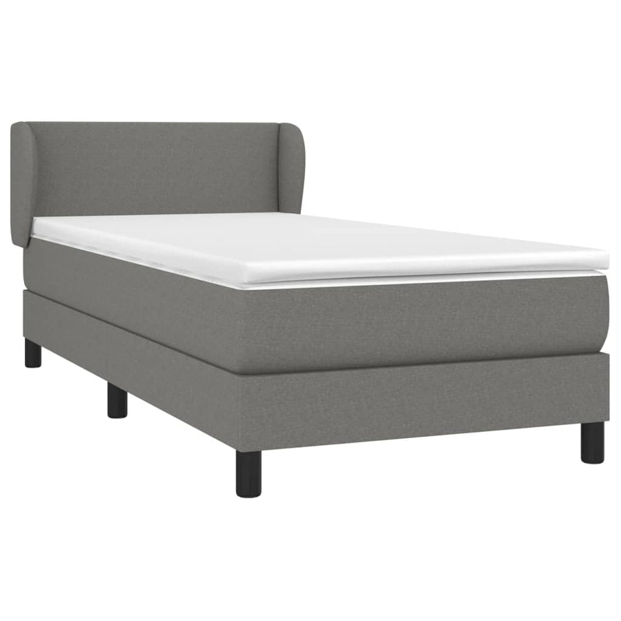 Boxspring Met Matras Stof Donkergrijs 90 x 190 cm Effen ontwerp